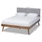 Baxton Studio Devan Light Grey Upholstered Walnut Wood King Size Platform Bed 163-10474 - alternate 4